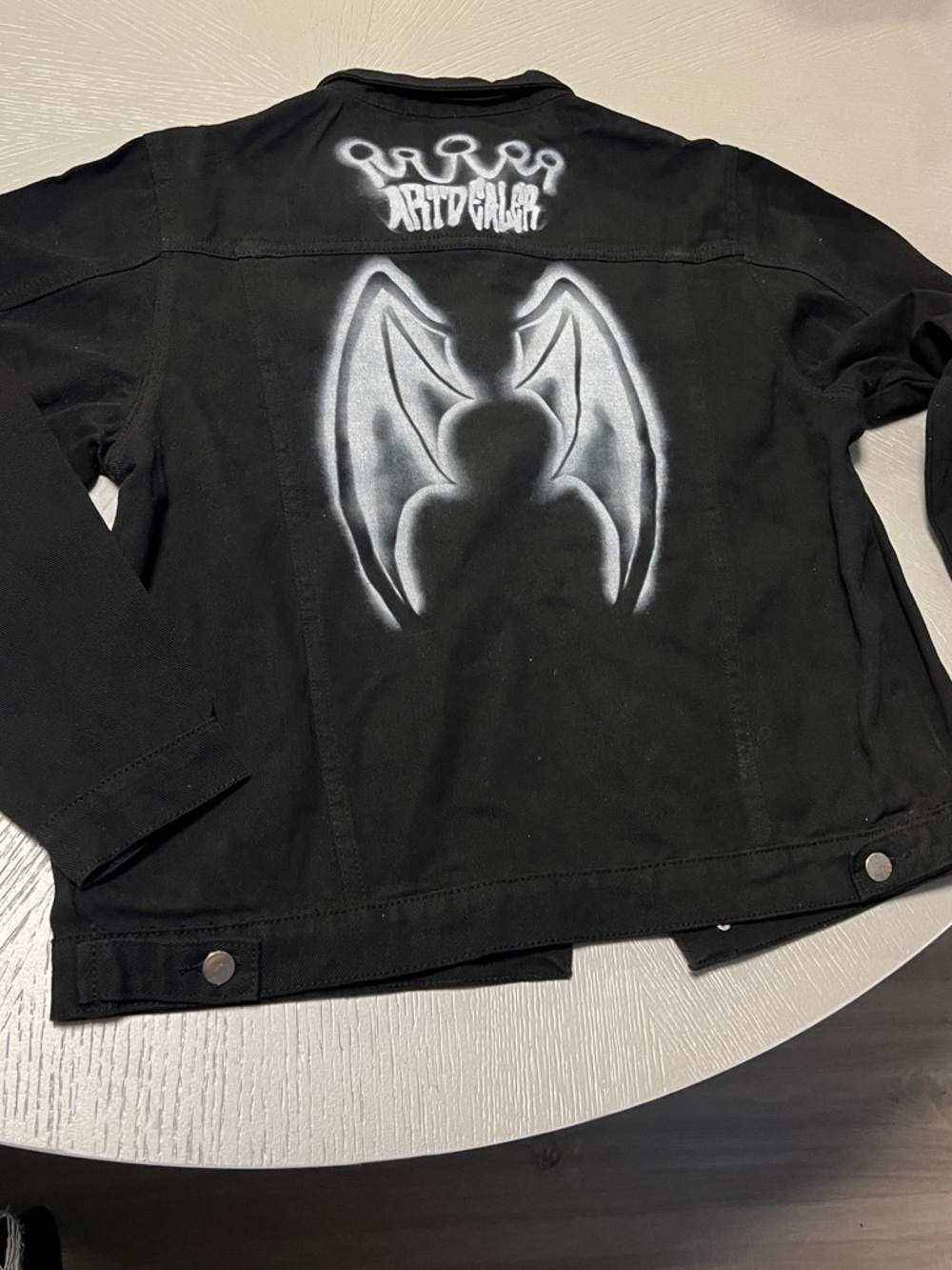 Black Airbrushed Graphic Denim Jacket